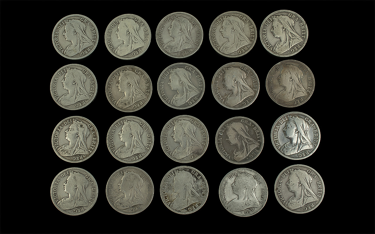 20 Victorian Silver Half Crowns. Dates 1893, 1900, 1899, 1897, 1898, 1896, 1894, 1901 & 1895. - Image 2 of 2