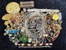 Box of Costume Jewellery, including beads, bangles, pendants, pearls, cufflinks, statement necklaces