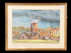 Leonard Rodwell (British 20thC) Clay Mill Norfolk Watercolour and Ink image size 13.5 by 18.5 inches