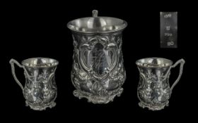 Early Victorian Period Superb Sterling Silver Cup with embossed grapevine decoration to body of cup.