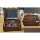 Antique Inlaid Sewing Box, of rectangular form, with lift out tray, inlaid with brasswork, in need