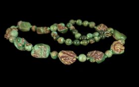 Green Opal and Carved Stone Necklace, th
