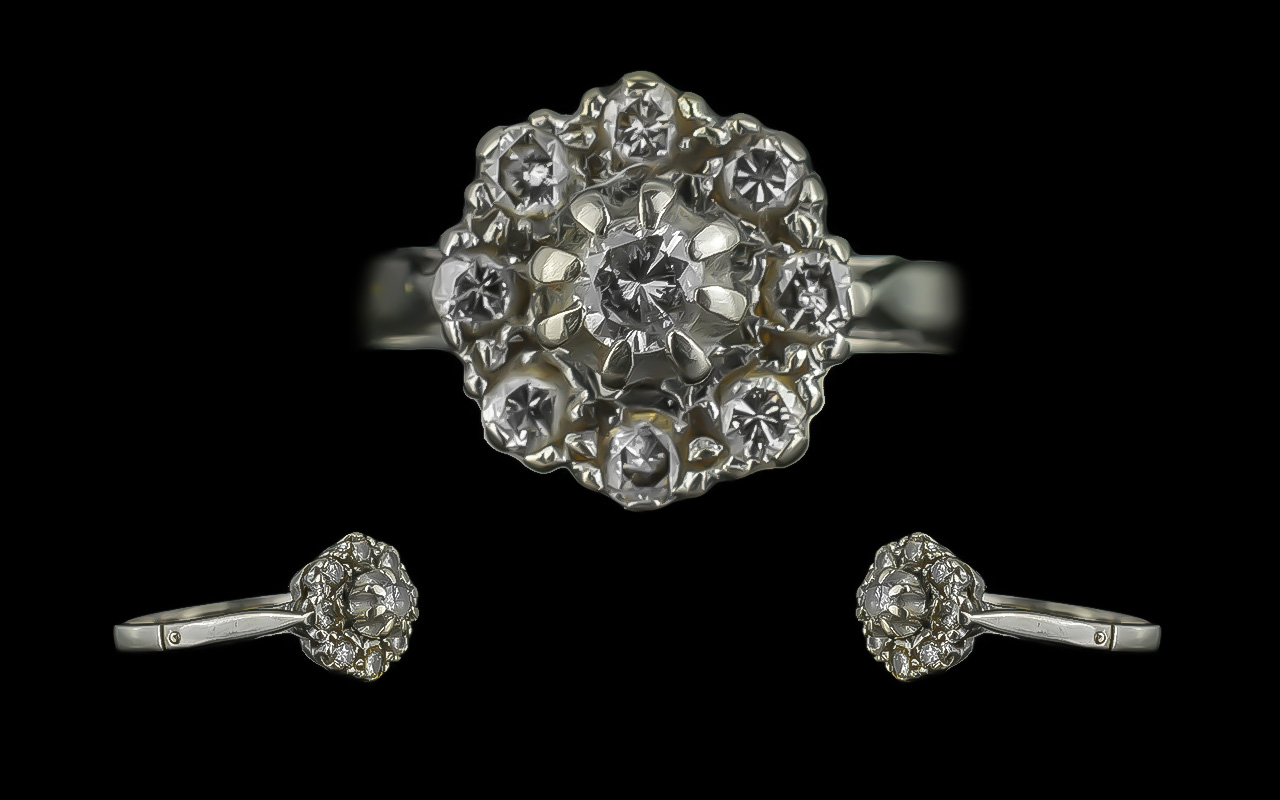 18ct White Gold Diamond Set Cluster Ring