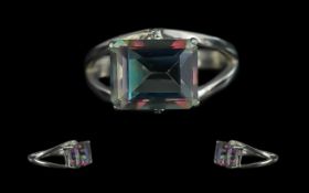 Mystic Topaz Solitaire Ring, set in 9ct