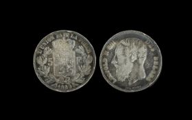 Leopold II Des Belges Silver 5F Coin - D