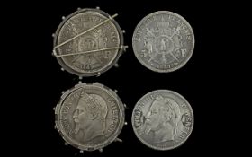 Two Empire Francias 5 Francs Silver Coin