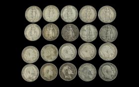 Ten Edwardian Silver Florins, Mostly In