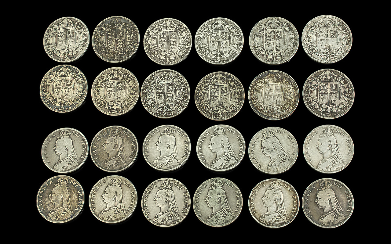 Collection of 12 Victorian Silver Half C