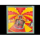 Large Colourful Oil on Board Painting, by Colin Frederick, depicting a Fairground Scene,