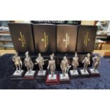 Eight Royal Hampshire Art Foundry Antiqued Silver Historical Soldier Figures, in original boxes.