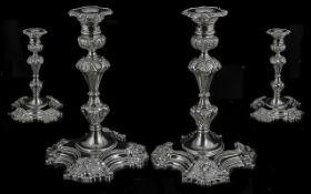 Irish Mid 20th Century Superb Quality and Heavy Pair of Cast Silver Candlesticks,