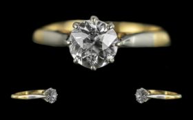 Ladies 18ct Gold and Platinum Single Stone Diamond Set Ring.