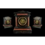 Belgium Slate Mantle Clock, architectural design, black chapter design with Roman numerals, French