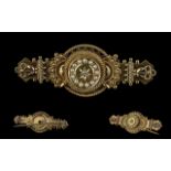 Antique Period Pleasing 15ct Gold Ornate Diamond and Seed Pearl Set Brooch. Marked 625 - 15ct.