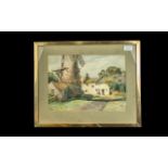 Four Walter Eastwood Watercolours including windmill, cottage and harbour scenes,