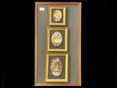 Fred Wilde Original Oil on Board, three pictures on one framed, depicts small girl and doll,