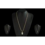 18ct Yellow Gold Mother of Pearl Set Pendant - Attached to a Superior Quality 9ct Gold Long Chain,