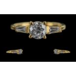 Tiffany - Style Design 18ct Gold Superb Quality Modern Brilliant Cut Diamond Set Ring.