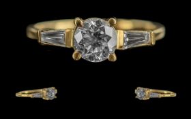 Tiffany - Style Design 18ct Gold Superb Quality Modern Brilliant Cut Diamond Set Ring.