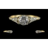 Victorian Period 18ct Gold and Platinum Single Stone Diamond Ring.