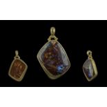 18ct Yellow Gold Superb Quality Natural Wood Opal Set Pendant - The Gold Mount Marked 18ct (750)