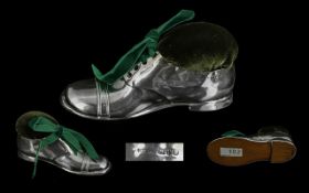 Edwardian Period Sterling Silver Novelty Pin Cushion in the form of a large shoe.