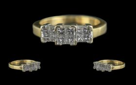 Ladies 18ct Two Tone Gold Diamond Set Ring. Full Hallmark to Interior of Shank.