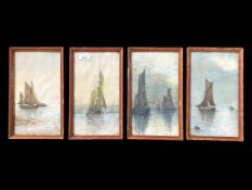 Four Antique Water Colours by M Skilbeck, depicting sailing ships, framed and glazed.