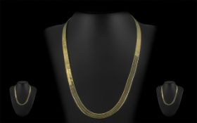 Ladies Superb Quality Expensive 14ct Gold Necklace - Excellent Design - Silky To Touch And Hangs