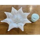 Large White Opaque Star Shaped Bowl, measures 21" diameter x 6" high,