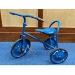 Vintage Child's Triang Tricycle, circa 1950's, metal three wheeler. Painted blue.