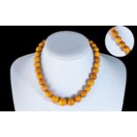 Fine Quality Butterscotch Amber Coloured Beaded Necklace with Gold Tone Clasp.