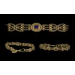 Ladies - Superb Quality 9ct Gold Fancy Amethyst Set Bracelet with Lobster Claw,
