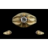 14ct Gold - Gents Superior Quality Single Stone Diamond Set Ring.