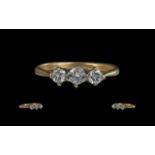 18ct Gold - Pleasing 3 Stone Diamond Set Ring. Marked 18ct to Shank. The 3 Diamonds of Good Colour