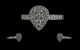 Platinum - Superior Quality Diamond Set Ring. Marked 950 Platinum to Interior of Shank.