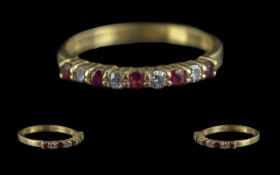 Ladies - Attractive / Quality 18ct Gold Ruby and Diamond Set Dress Ring.
