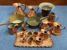 Box of Copper & Brass, including planters, jugs of assorted shapes and sizes, trays, pots, etc.