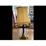 Brass Column Table Lamp, raised on stepped base, measures approx.