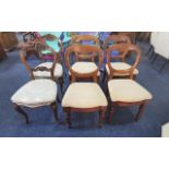 Six Balloon Back Dining Chairs, four with heart shaped backs cream upholstery and turned legs,