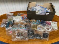Box of Costume Jewellery, mostly modern, comprises pearls, beads, brooches, etc.