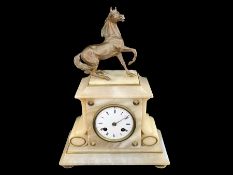 Alabaster Mantle Clock, late 19th early 20th Century,
