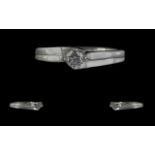 18ct White Gold Contemporary Single Stone Diamond Set Ring, marked 18ct to shank.