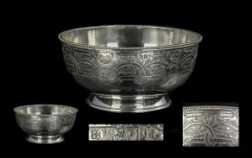 Mid Victorian Period - Superior Sterling Silver Small Footed Bowl with Small Beaded Border, The