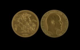 Edward VII 22ct Gold Double Sovereign, dated 1902. Extremely fine condition. Confirm with photo.