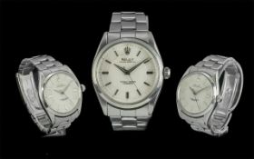 Rolex - Oyster Perpetual Chronometer Gents Steel Wrist Watch. Features White Dial.