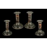 Pair of Tortoiseshell & Silver Candlesticks, marked WC for William Corke, (1899 - 1920).