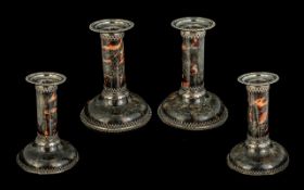 Pair of Tortoiseshell & Silver Candlesticks, marked WC for William Corke, (1899 - 1920).