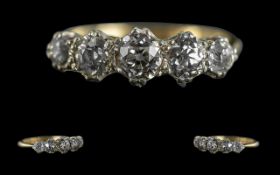 Antique Period 18ct Gold and Platinum 5 Stone Diamond Set Ring.