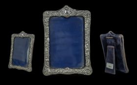 Edwardian Period 1902-1910 Ornate Sterling Silver Framed Photo Frame, with embossed floral borders.